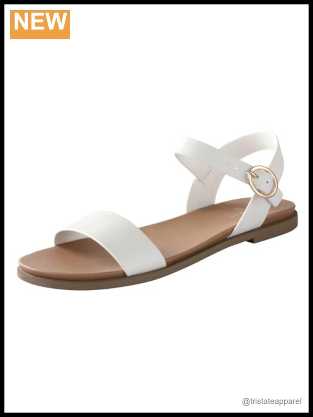Women's Flat Sandals Ankle Strap Open Toe Buckle Leather Summer Dressy